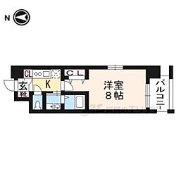 JR東海道・山陽本線 西大路駅 徒歩3分の賃貸マンション 2階1Kの間取り