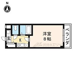 ブランベージュ桂 1Kの間取図画像