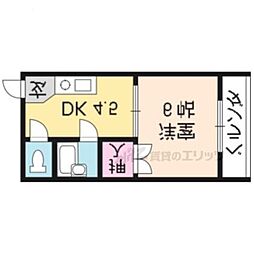 エスポワール朱雀 1DKの間取図画像