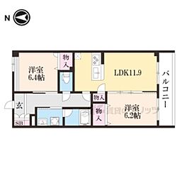 シャーメゾン京都六角大宮 2LDKの間取図画像