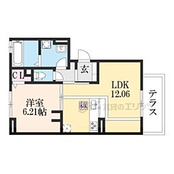 カーサヨシ 1LDKの間取図画像
