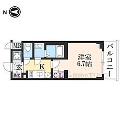 ソルテラス京都東寺HOMARE 1Kの間取図画像