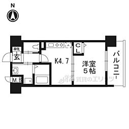 アクアプレイス京都西院 1DKの間取図画像