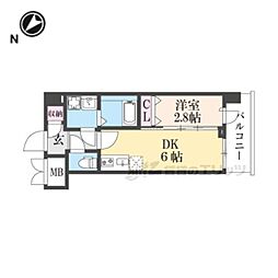 ブランシエスタ西京極 1DKの間取図画像
