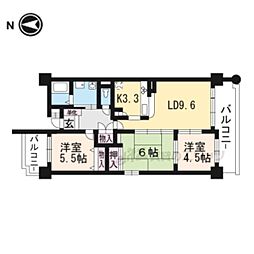 ウエストコート花園 3LDKの間取図画像