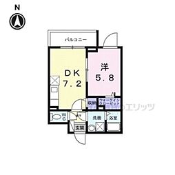 彩 KyotoNishijin 1DKの間取図画像