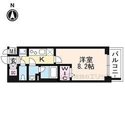 ベラジオ雅び京都西院 1Kの間取図画像