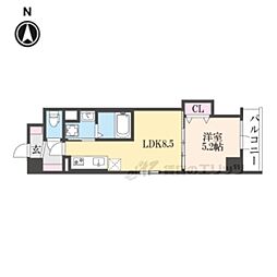 CloverResidence京都西大路 1DKの間取図画像