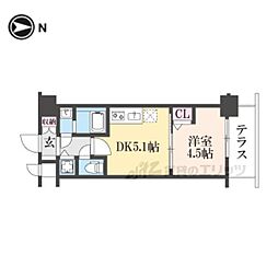 CREST TAPP京都太秦天神川dexII 1DKの間取図画像