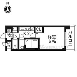 プレサンス京都五条天使突抜 1Kの間取図画像
