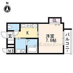 グランレブリー桂川 1Kの間取図画像