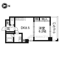 グラシオン西陣 1LDKの間取図画像