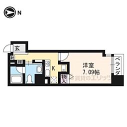 HF河原町二条レジデンス 1Kの間取図画像