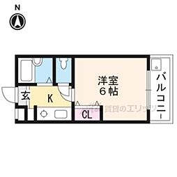 EXCELCOURT高辻西 ワンルームの間取図画像