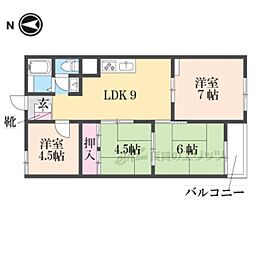 西陣グランドハイツ 4LDKの間取図画像