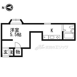 アドニス 2階1Kの間取り