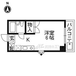 ハイツわかば 2階1Kの間取り