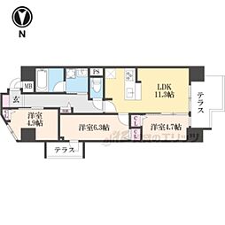 THE RESIDENCE 北白川 3LDKの間取図画像