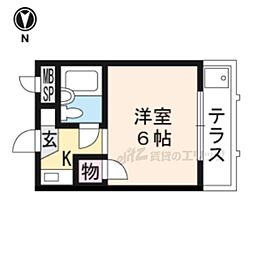 叡山電鉄叡山本線 茶山・京都芸術大学駅 徒歩5分の賃貸マンション 1階1Kの間取り