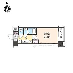エステムコート京都二条 3階1Kの間取り