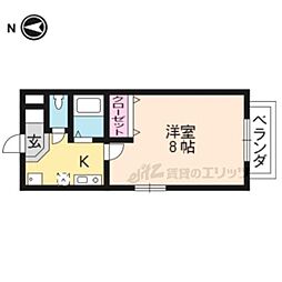 叡山電鉄叡山本線 一乗寺駅 徒歩10分の賃貸アパート 1階1Kの間取り