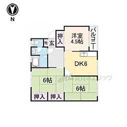 プラザ修学院修学院住宅B棟 3DKの間取図画像