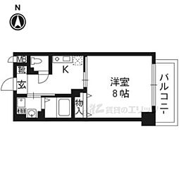 京阪本線 清水五条駅 徒歩3分の賃貸マンション 6階1Kの間取り