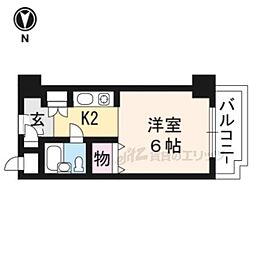 おおきに百万遍サニーアパートメント 7階1Kの間取り