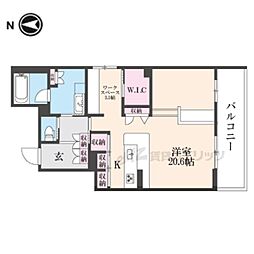 京都市営烏丸線 今出川駅 徒歩14分の賃貸マンション 3階ワンルームの間取り