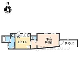 ビオス京都西陣アヤナス 1階1DKの間取り