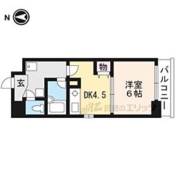 エスリード四条河原町 2階1DKの間取り