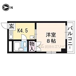 サンライズ北白川 3階1Kの間取り