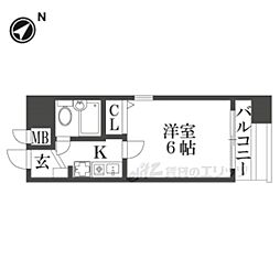 エスリード京都河原町第3 7階1Kの間取り