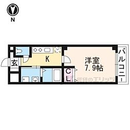 フジパークコート 1階1Kの間取り