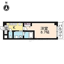 叡山電鉄叡山本線 一乗寺駅 徒歩10分の賃貸マンション 6階1Kの間取り