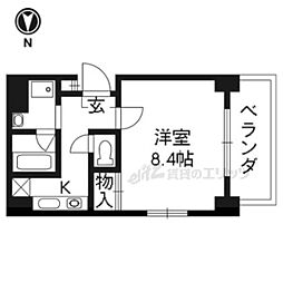 ヴァンウエスト 1Kの間取図画像