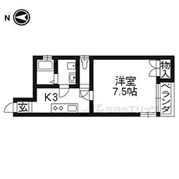 アルカス二条 1Kの間取図画像