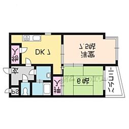 カステッロロッソ 2DKの間取図画像