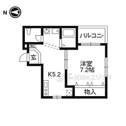 コーチヒルズアパートメント 1Kの間取図画像