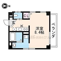 洛央コンプレックス 1Kの間取図画像