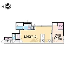 ベルリード聚楽廻 1LDKの間取図画像