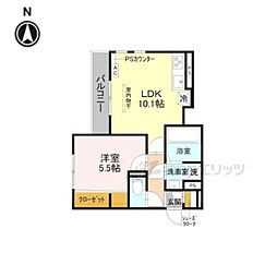 サンライフ上賀茂壱番館 1LDKの間取図画像