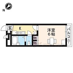 レオパレスグランブル 1Kの間取図画像