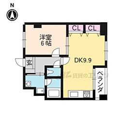 リエス西院 1LDKの間取図画像