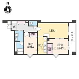 パインフィールド七条 2LDKの間取図画像