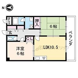 ラフィーネ山科 2LDKの間取図画像
