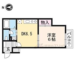 エスコート二条 1DKの間取図画像
