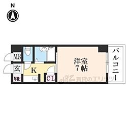 レジデンスオークラC棟 1Kの間取図画像