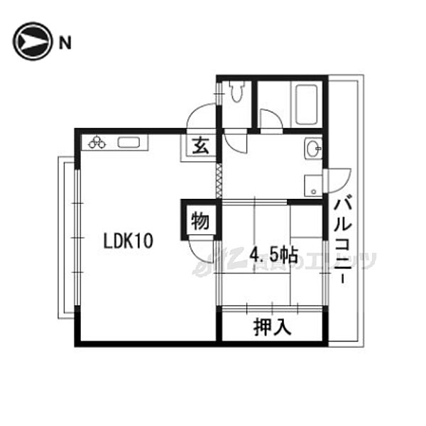 山伴マンション 303｜京都府京都市山科区椥辻草海道町(賃貸マンション1LDK・3階・28.00㎡)の写真 その2