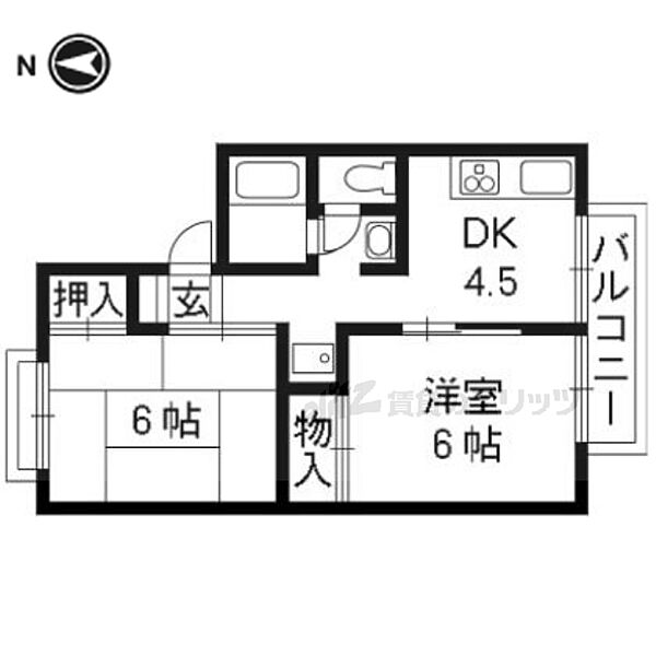 ベルセジュール 201｜京都府京都市伏見区向島立河原町(賃貸アパート2DK・2階・40.15㎡)の写真 その2